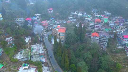 大吉岭景观茶园和巴塔西亚环路大吉岭鸟瞰和