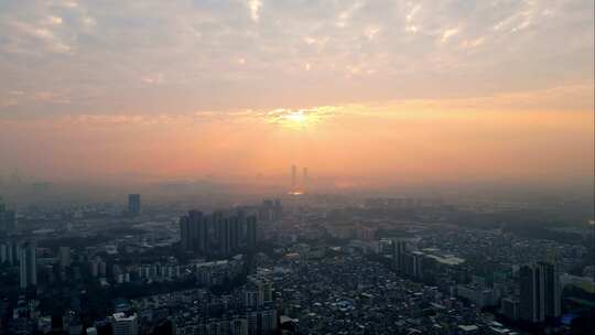 广州城市鸟瞰全景图