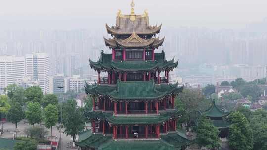 重庆鸿恩寺航拍鸿恩阁与嘉陵江两岸高楼大厦