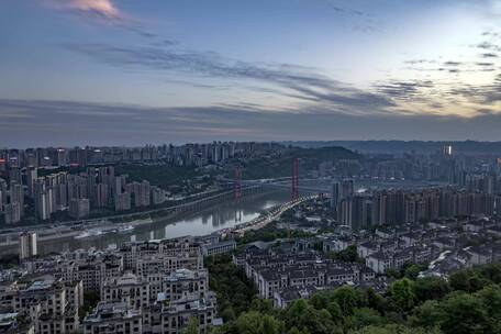 重庆夜景日转夜延时