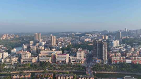 航拍四川自贡大景自贡城市建设