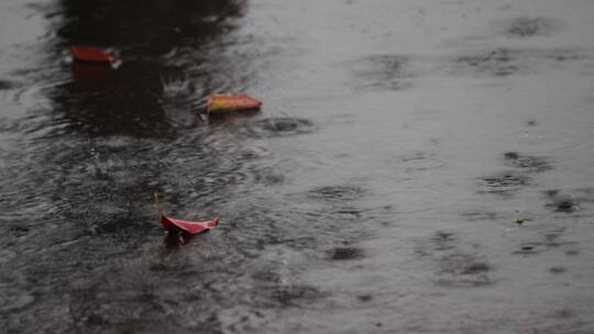 雨天路面实拍视频素材模板下载