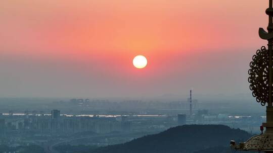 航拍南京地标建筑牛首山风景区