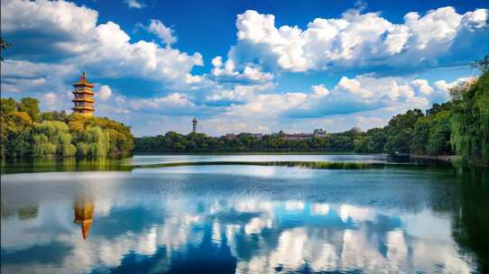 北京大学校园一角首都大学环境校园风景