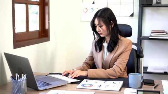 女商人办公室使用笔记本电脑
