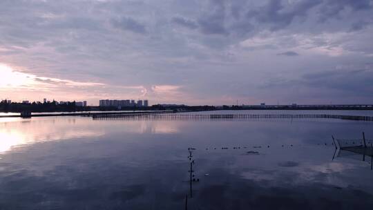 绍兴湖景晚霞自然美景