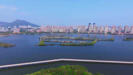 集美园博苑城市湖泊桥梁鸟瞰全景