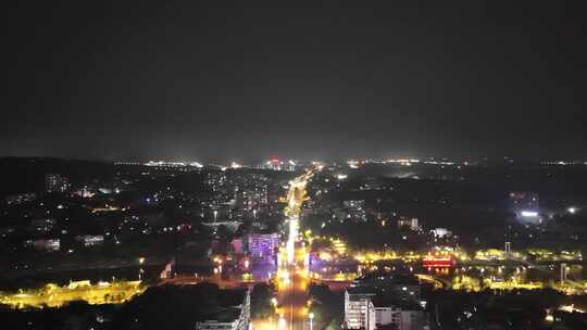 航拍四川自贡夜景自贡城市风光