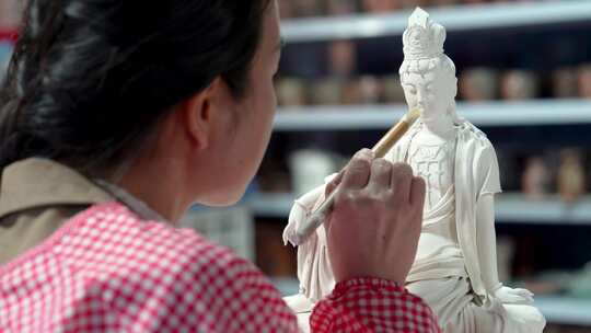 观音大士菩萨陶瓷雕塑制作工艺烧制佛像刻泥