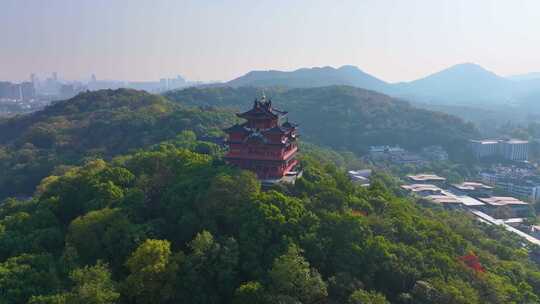 杭州城隍阁景区航拍上城区风景风光