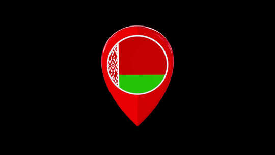 白俄罗斯国旗地图Pin Alpha视频素材模板下载