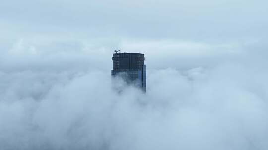 长沙城市上空云海大气视频