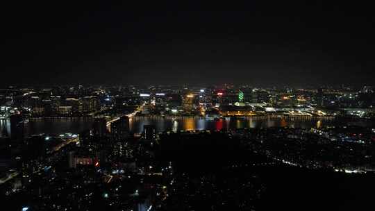 广州城市夜景灯光航拍