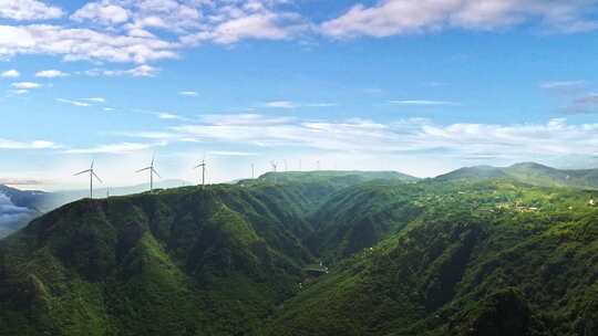 大山风车航拍延时风光