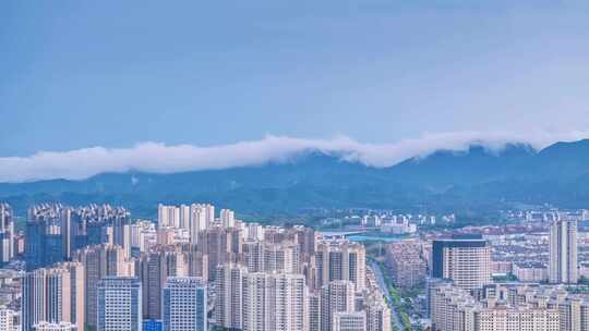 九江春季雨后浔南航拍延时