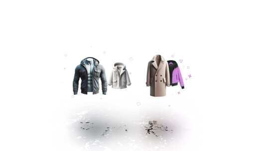 大衣和夹克的运动动画。女装销售展示