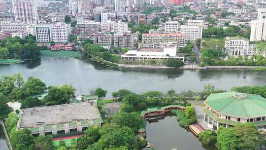 广州东山湖航拍城市公园视频素材模板下载