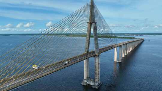 位于巴西亚马逊州马瑙斯市中心的地标性电缆桥。