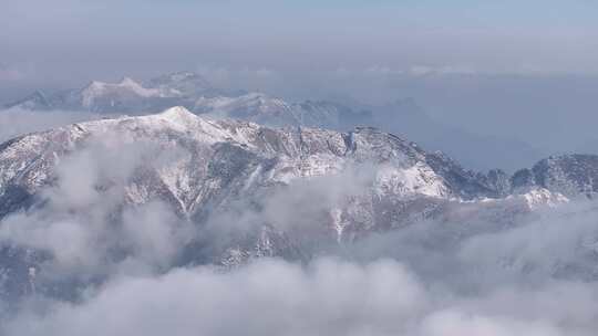 4K秦岭朱雀国家森林公园（冰晶顶）雪景航拍