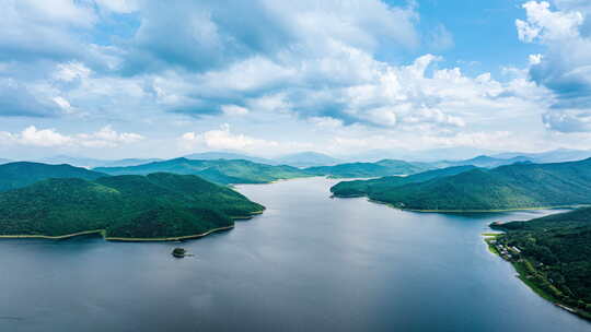 中国吉林省吉林市春夏季松花湖航拍延时