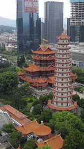 竖版航拍福建福州西禅古寺