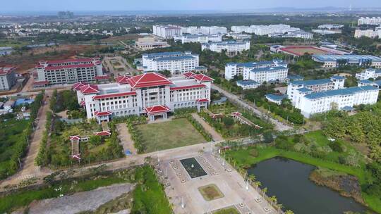 海南师范大学桂林洋新校区校园图书馆航拍