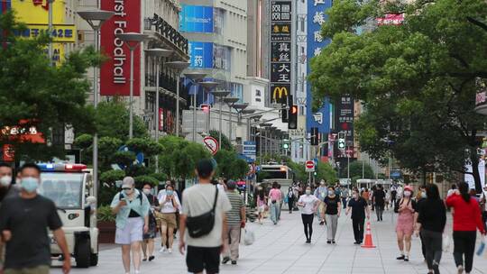 上海南京东路步行街空镜