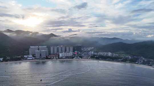 广东汕头南澳岛青澳湾大海海洋海岛沙滩航拍