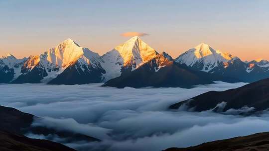川西超美雪山日出云海4K