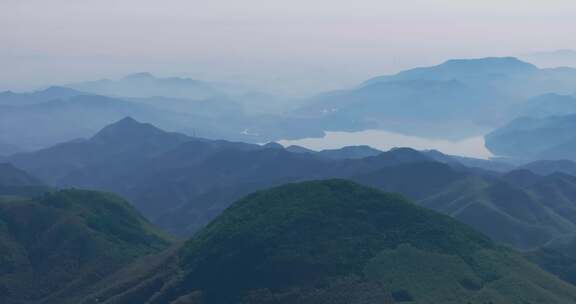 杭州余杭黄湖王位山春天航拍