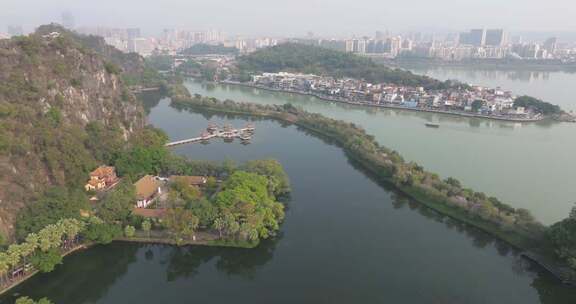春日广东肇庆七星岩建筑物航拍