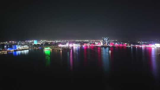 上海滴水湖夜景灯光秀  城市夜景 灯火辉煌