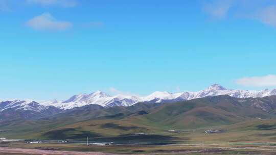 航拍青藏高原青海祁连山脉天境祁连雪山雪景