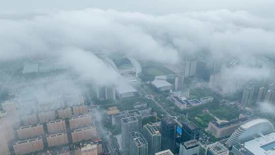 奥体中心云海雨后城市风光平流雾宣传片文旅