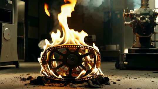 燃烧的电影胶片素材