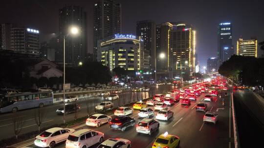 重庆红锦大道夜景航拍