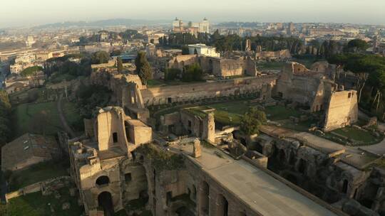 鸟瞰罗马的废墟视频素材模板下载