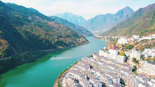 航拍宜昌兴山县，兴山地标，兴山街景