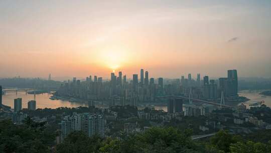 重庆渝中半岛日转夜延时摄影