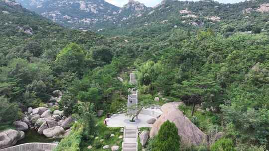 崂山华严寺景区4K航拍