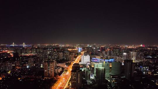 沪闵高架路夜景航拍