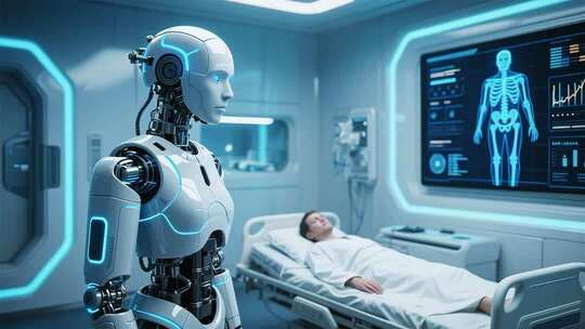 医院病房内机器人照看病人