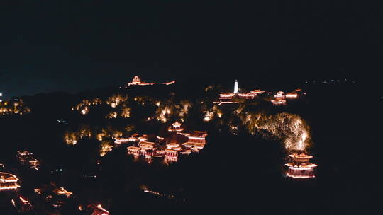 兰州白塔山公园夜景航拍