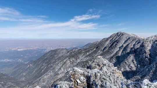 庐山观云亭蓝天雪景延时