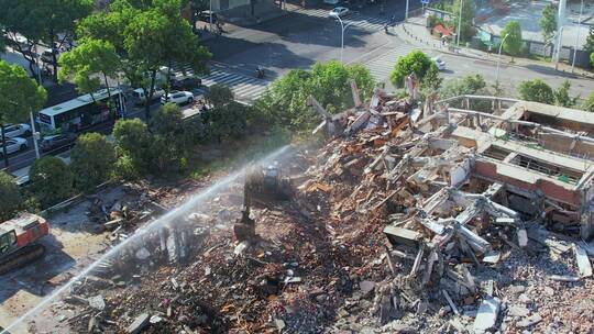 航拍城市建设旧城拆除拆迁视频素材模板下载