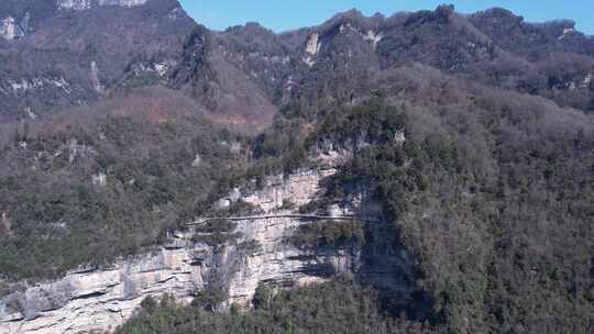 南江光雾山景区古蜀道米仓道悬崖上的栈道