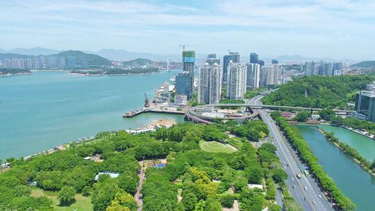 厦门海沧大桥远景航拍素材