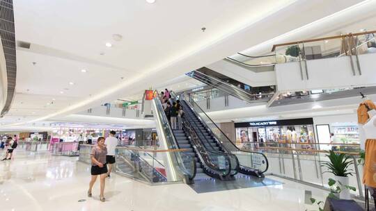 商场移动延时 繁华人多 电梯 购物视频素材模板下载