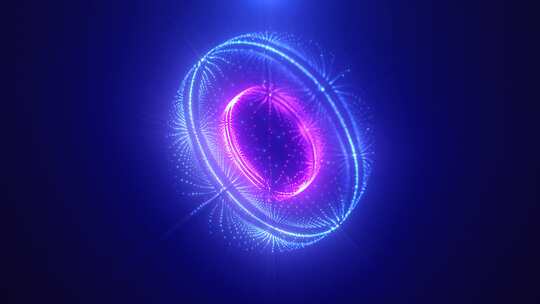 蓝紫色能量魔术圈球体未来波球和粒子线视频素材模板下载