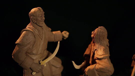 泥塑 古人争战 创意拍摄